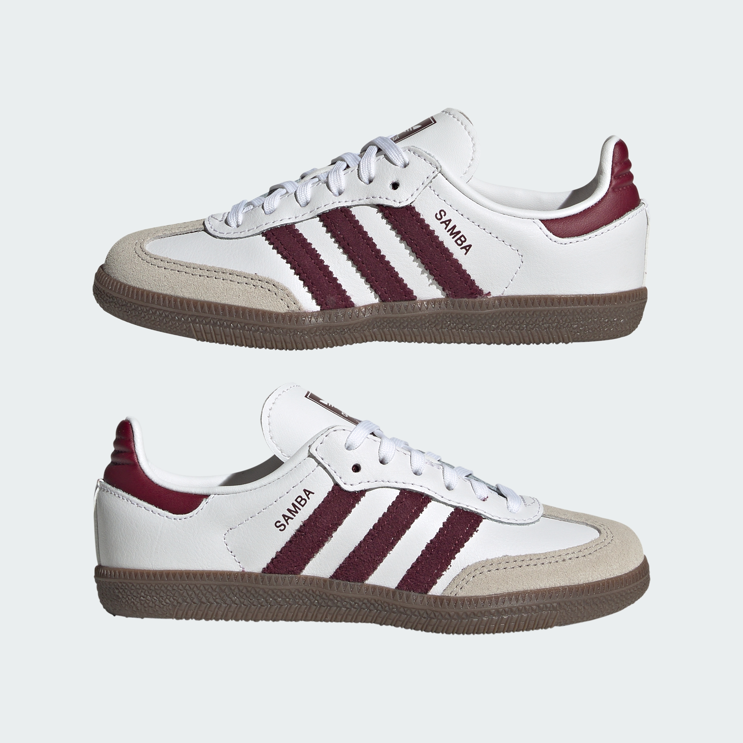 adidas SAMBA OG SHOES - Cloud White / Maroon / Gum - View 8