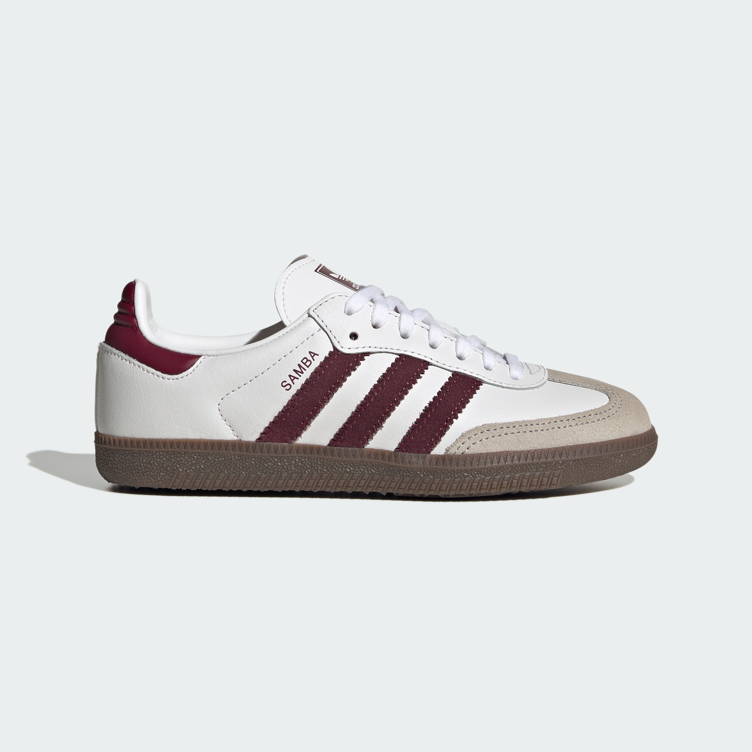 adidas SAMBA OG SHOES - Cloud White / Maroon / Gum - View 2