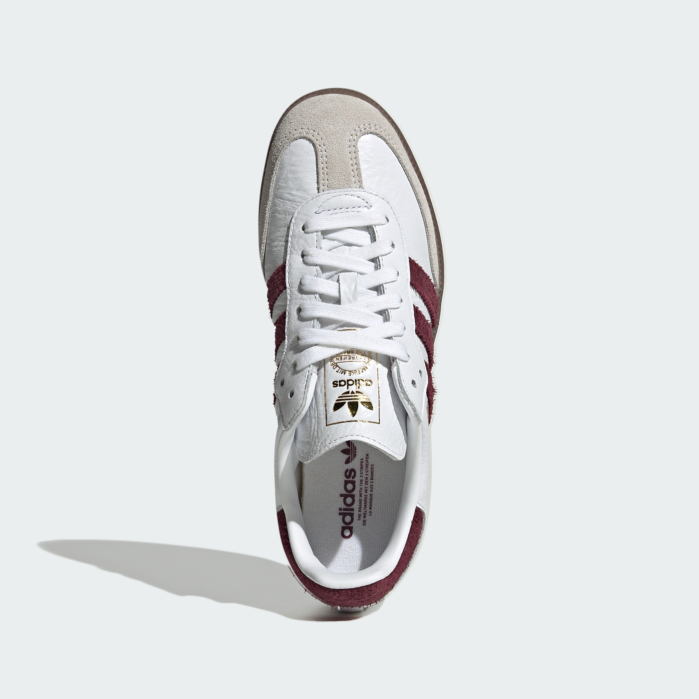 adidas SAMBA OG SHOES - Cloud White / Maroon / Gum - View 3
