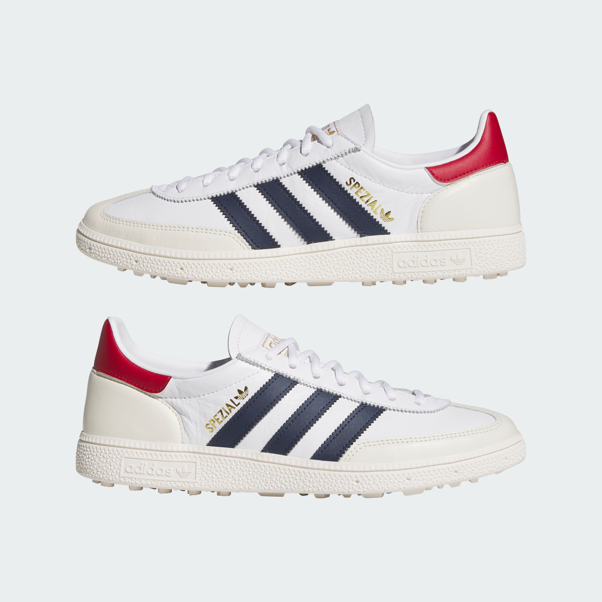 adidas SPEZIAL SPIKELESS GOLF SHOES - Cloud White / Night Indigo / Team Victory Red - View 8