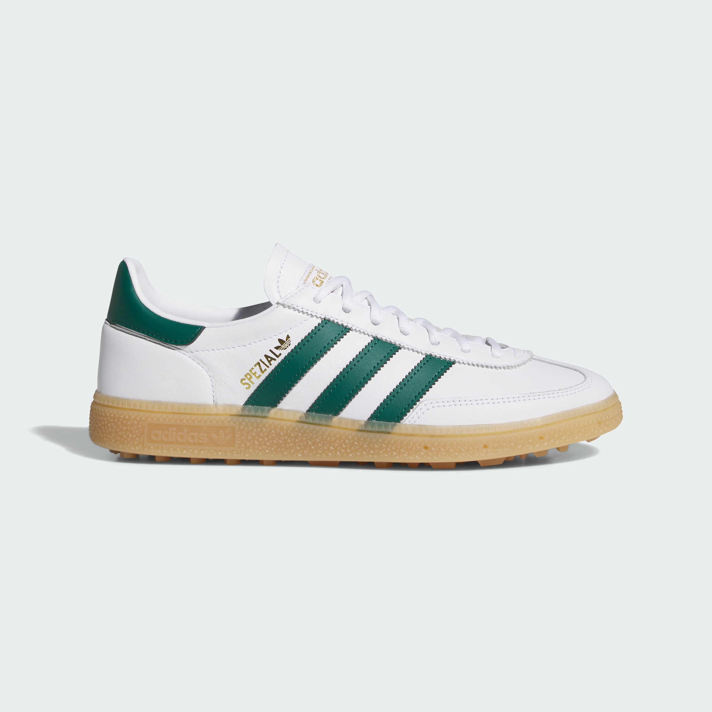 adidas SPEZIAL SPIKELESS GOLF SHOES - Cloud White / Collegiate Green / Gum - View 2