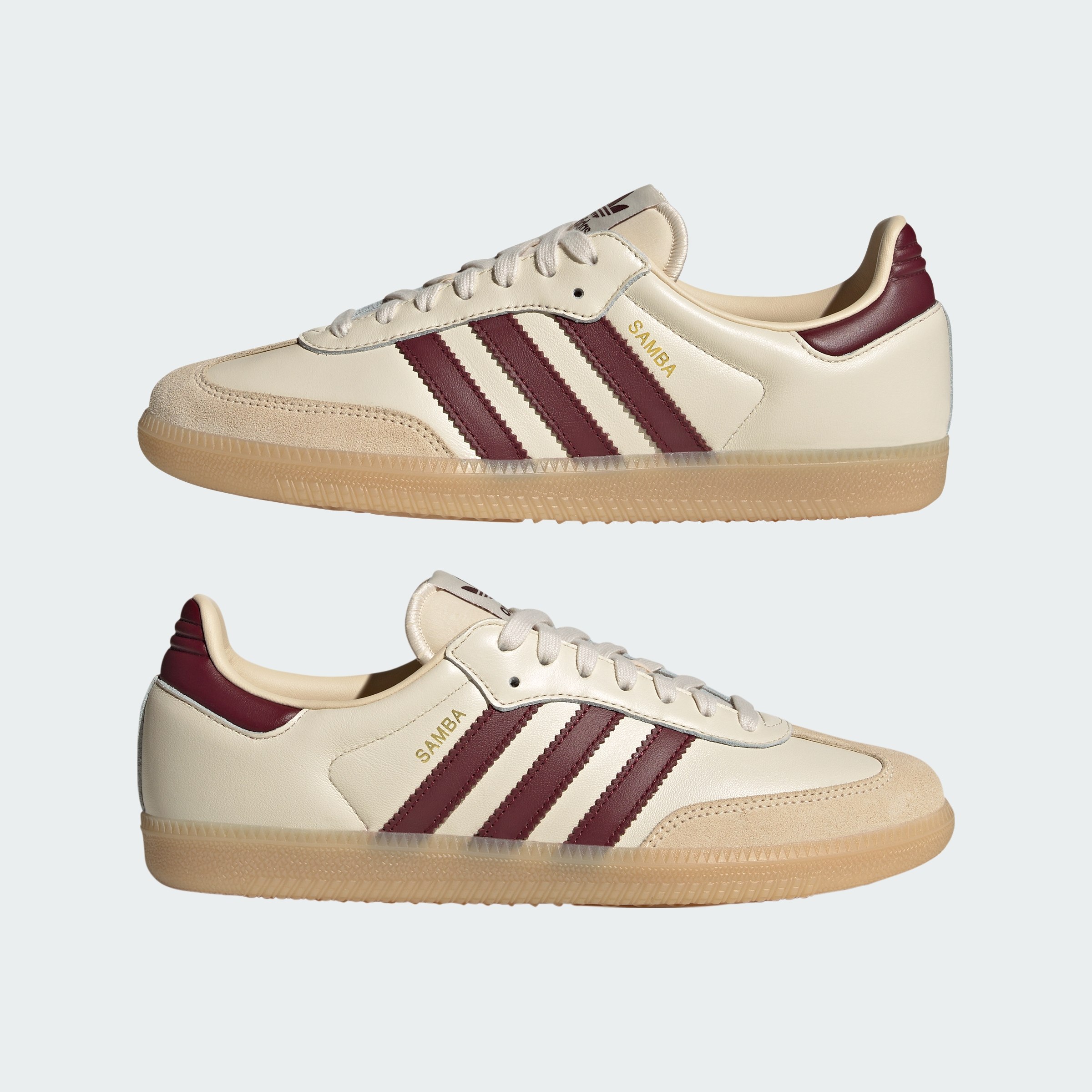 adidas Samba OG Shoes - Wonder White / Shadow Red / Gum - View 8
