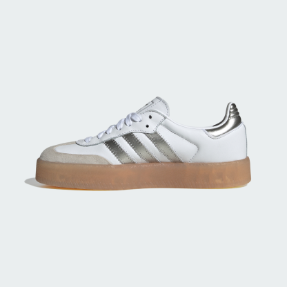 adidas Samba Shoes - Cloud White / Silver Metallic / Gum - View 7