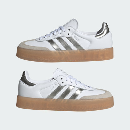 adidas Samba Shoes - Cloud White / Silver Metallic / Gum - View 8
