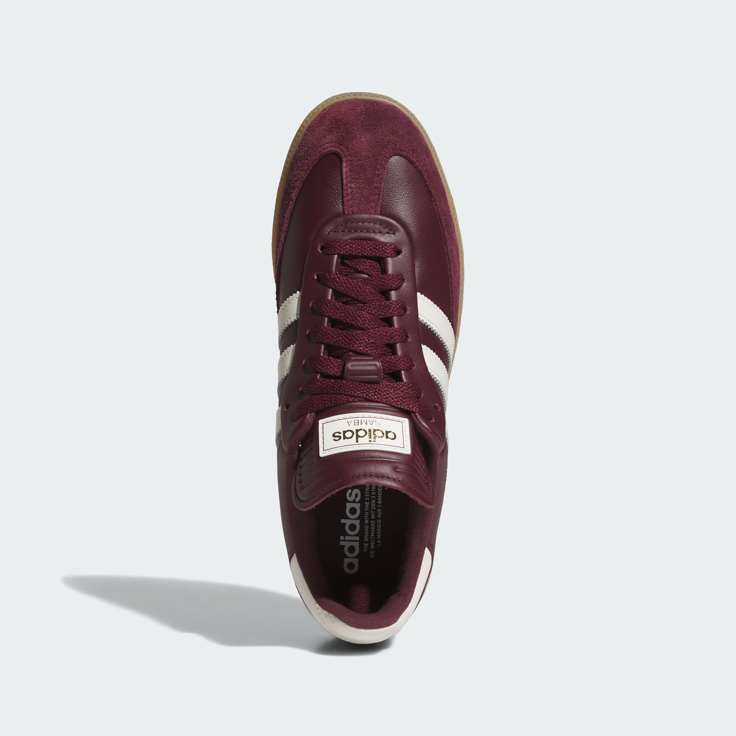 adidas Samba Spikeless Golf Shoes - Maroon / Off White / Gum - View 3