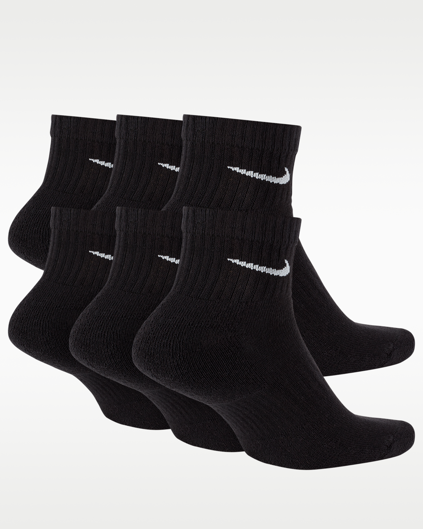 Nike Everyday Cushioned Training Ankle Socks (6 Pairs) - Black/White - View 2