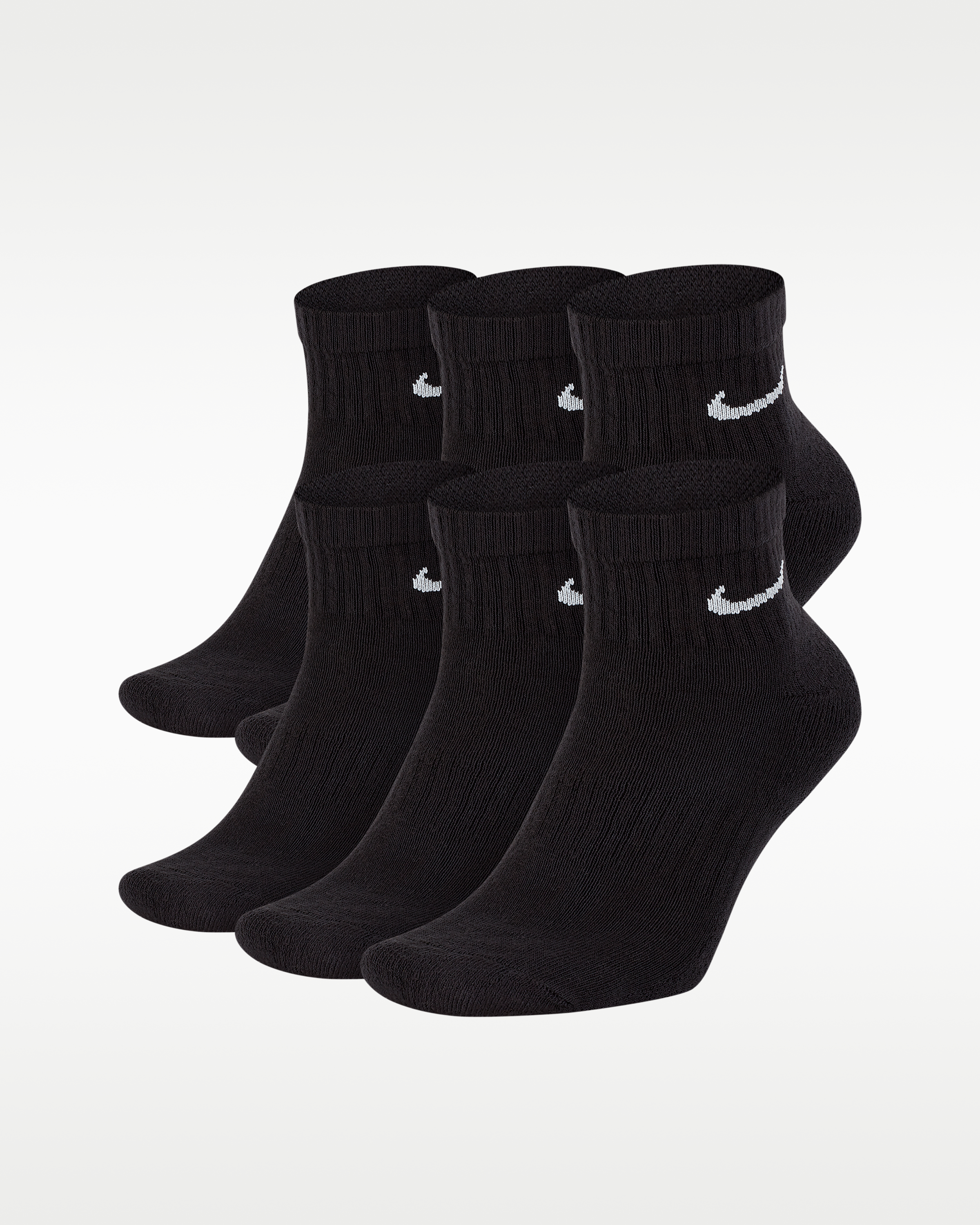 Nike Everyday Cushioned Training Ankle Socks (6 Pairs) - Black/White - View 1