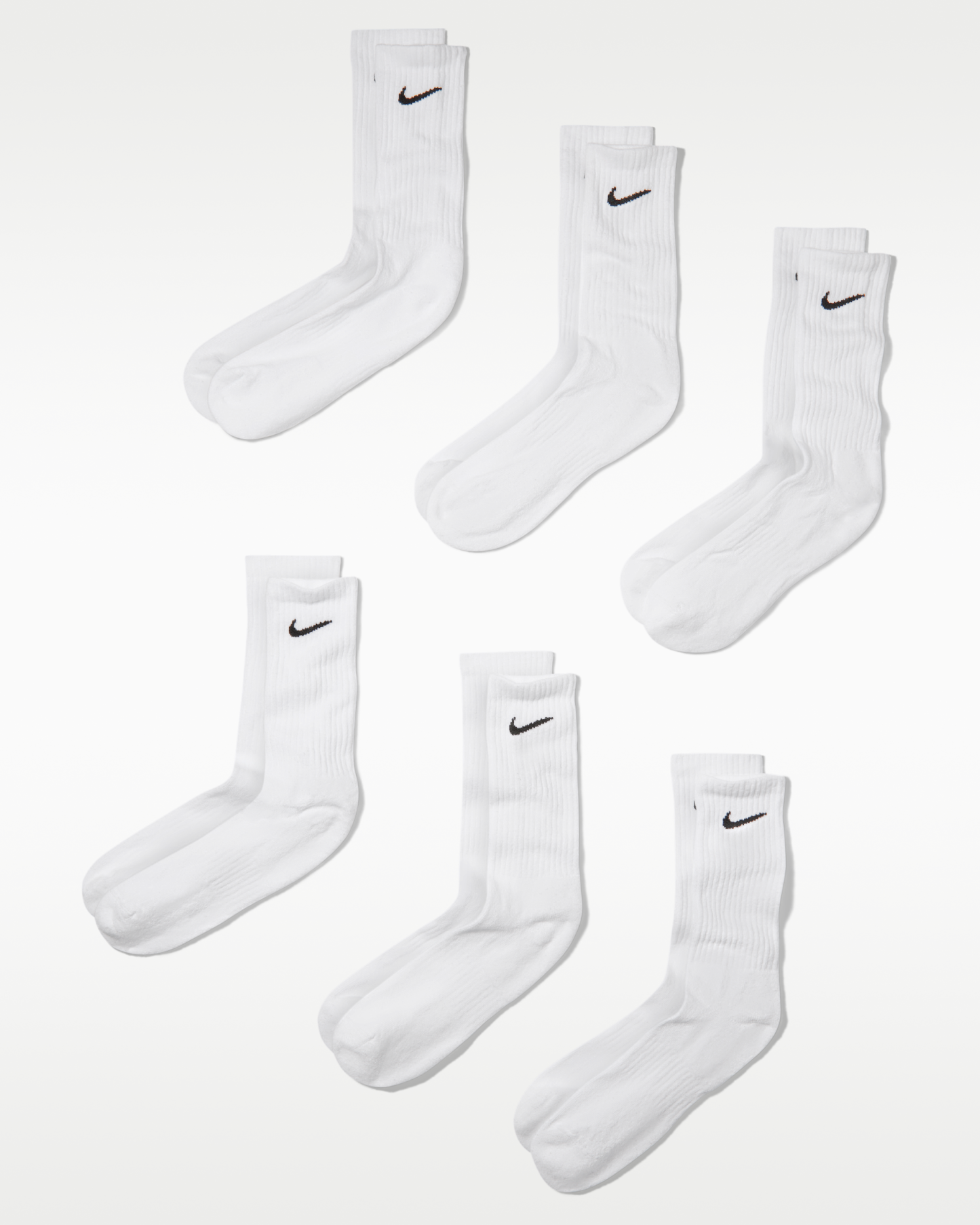 Nike Everyday Cushioned Training Crew Socks (6 Pairs) - White/Black - View 1