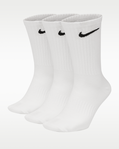 Nike Everyday Lightweight Training Crew Socks (3 Pairs) - White/Black - View 1