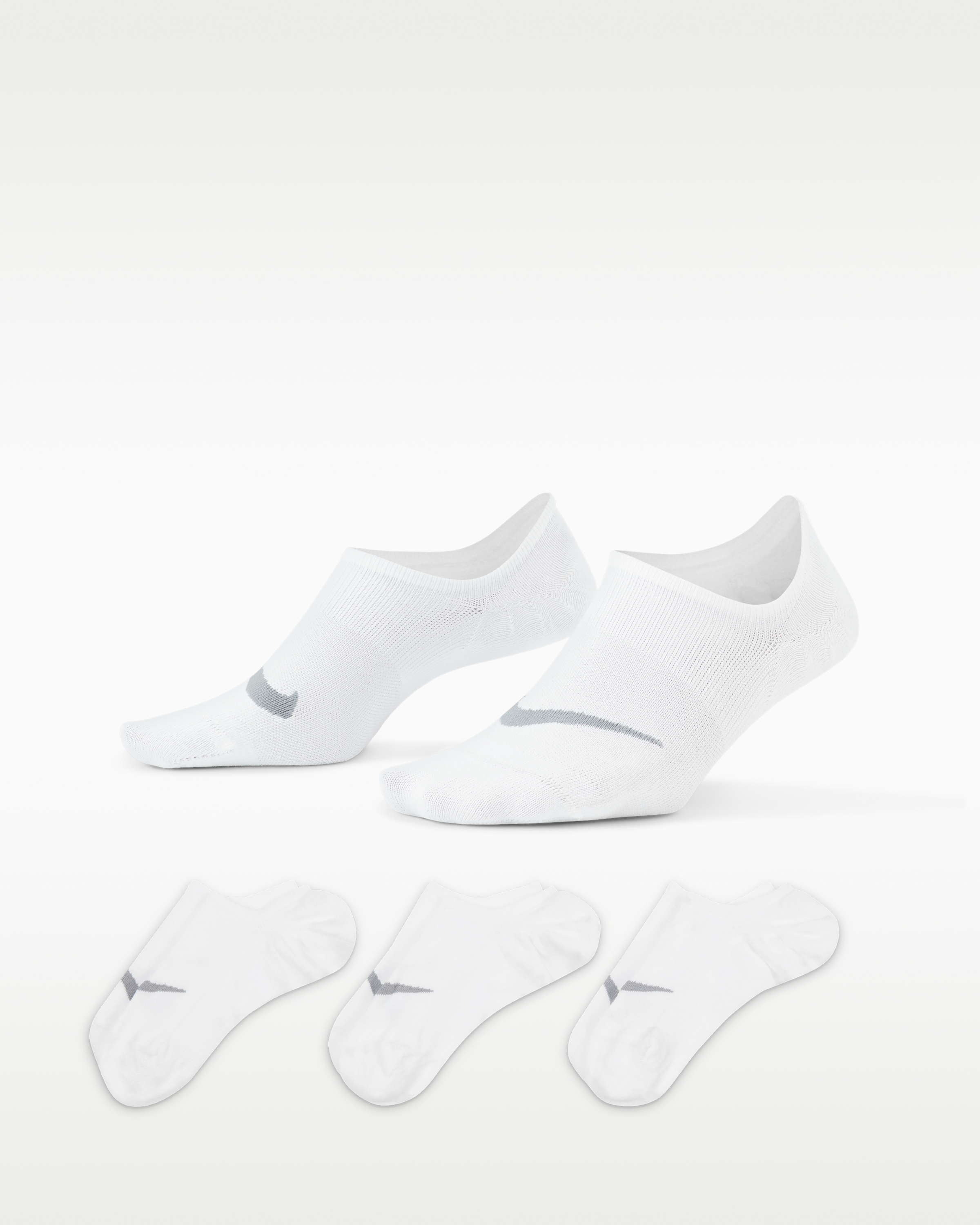 Nike Everyday Plus Lightweight Women's Training Footie Socks (3 Pairs) - White/Wolf Grey - View 1