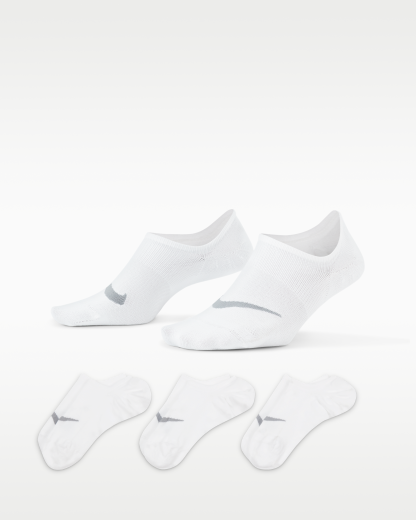 Nike Everyday Plus Lightweight Women's Training Footie Socks (3 Pairs) - White/Wolf Grey - View 1