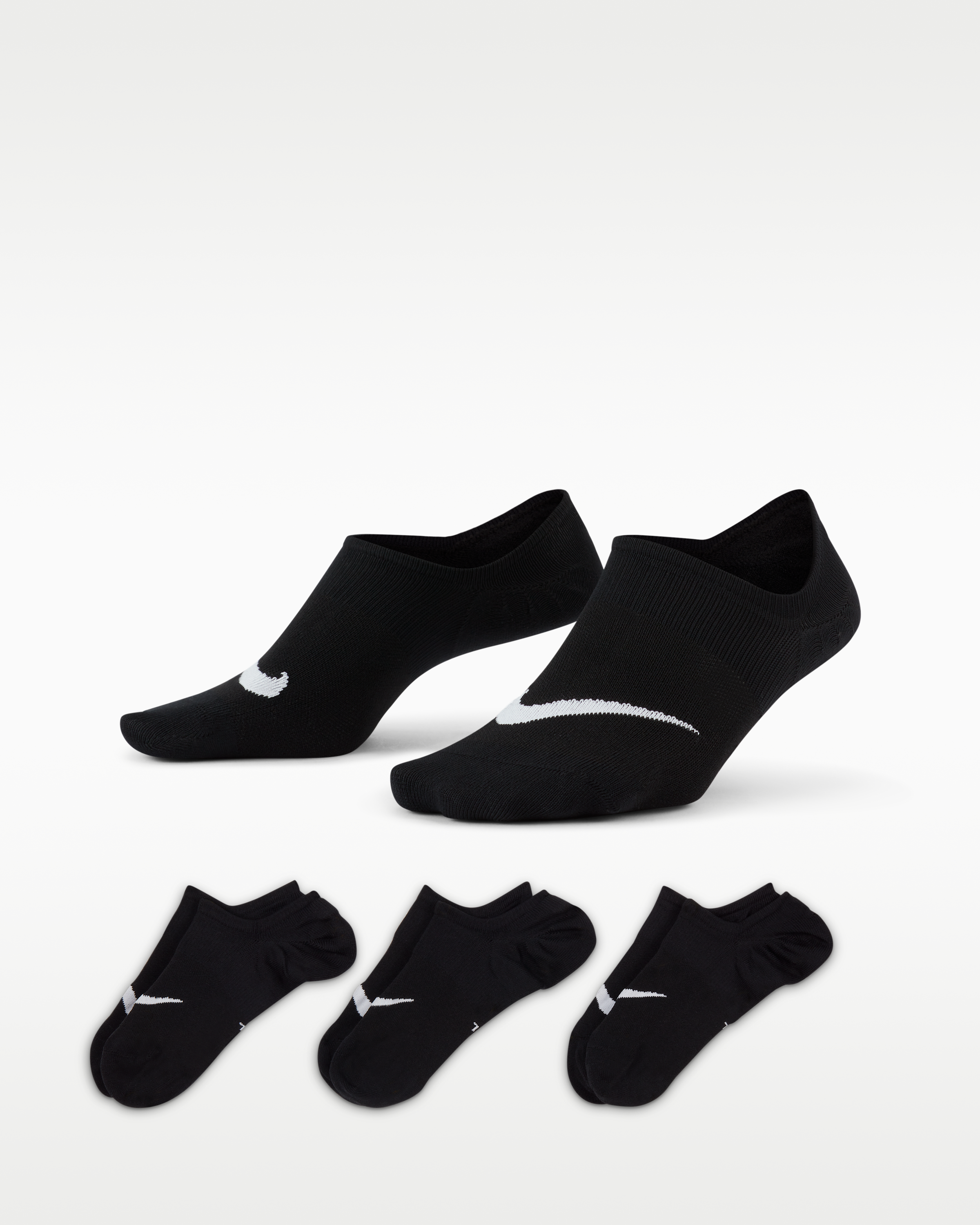 Nike Everyday Plus Lightweight Women's Training Footie Socks (3 Pairs) - Black/White - View 1