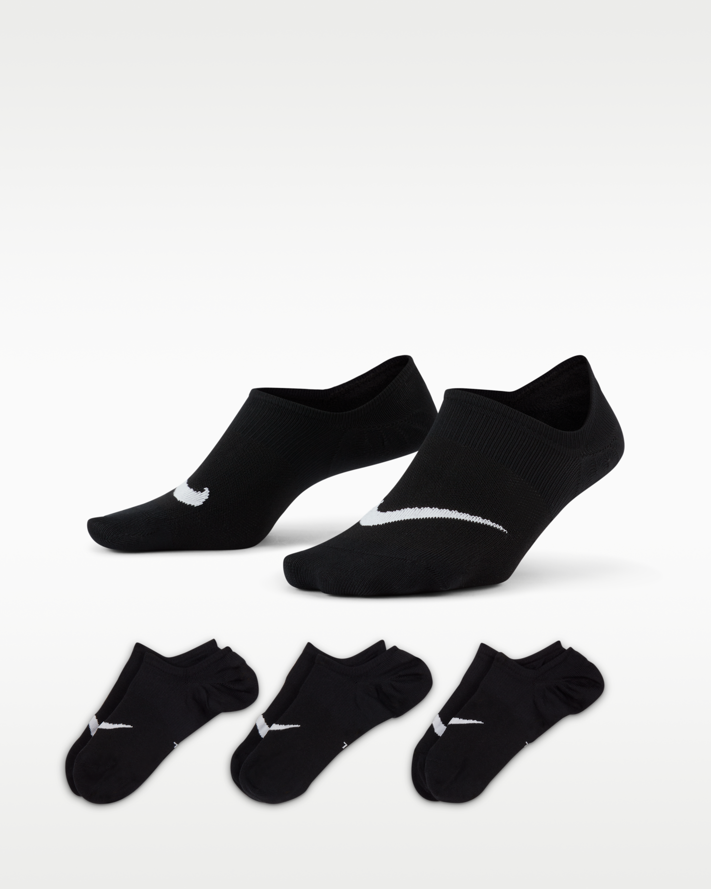 Nike Everyday Plus Lightweight Women's Training Footie Socks (3 Pairs) - Black/White - View 1