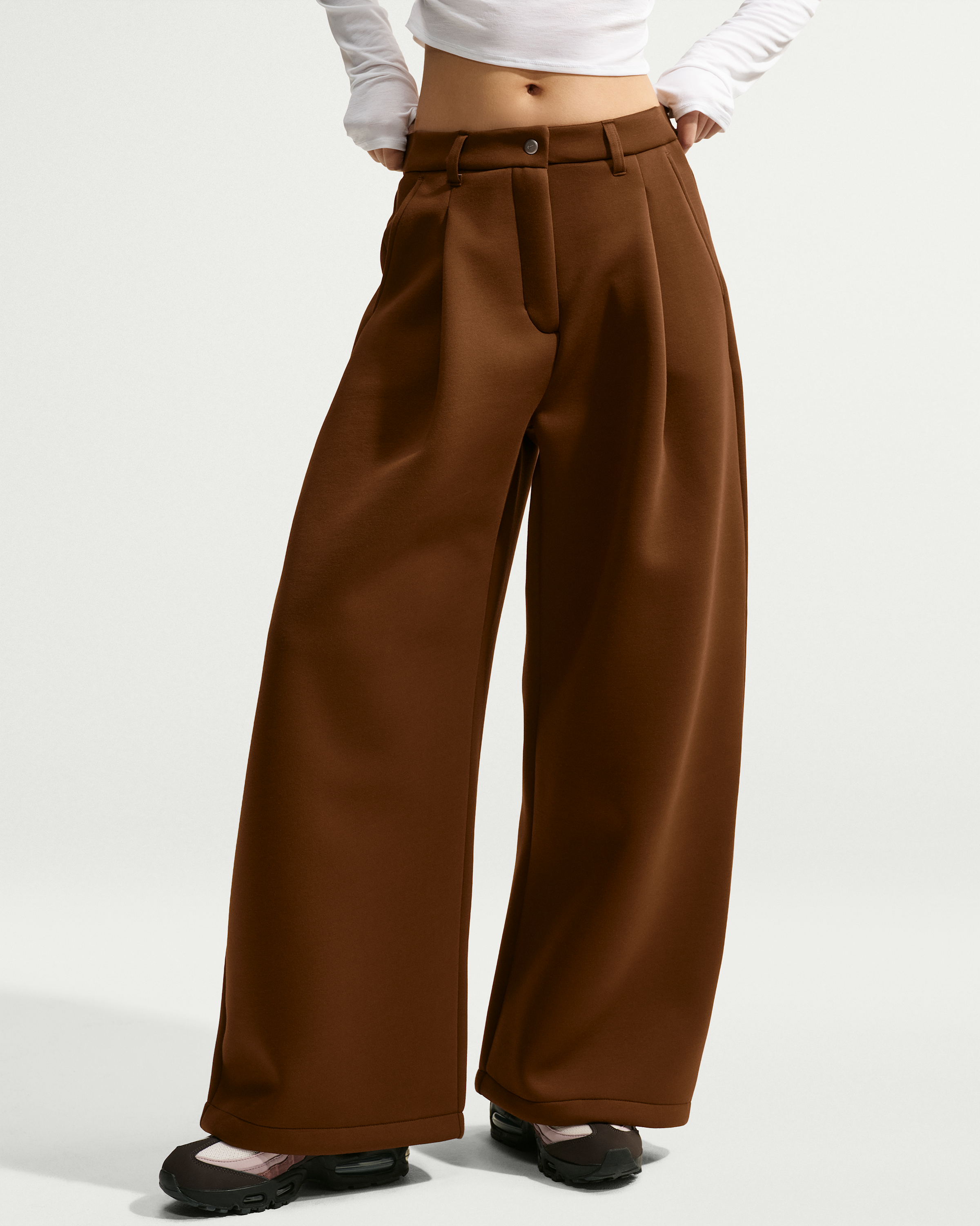 Nike Article Fleece Women's Oversized Mid-Rise Wide-Leg Trousers - Cacao Wow/Cacao Wow - View 2