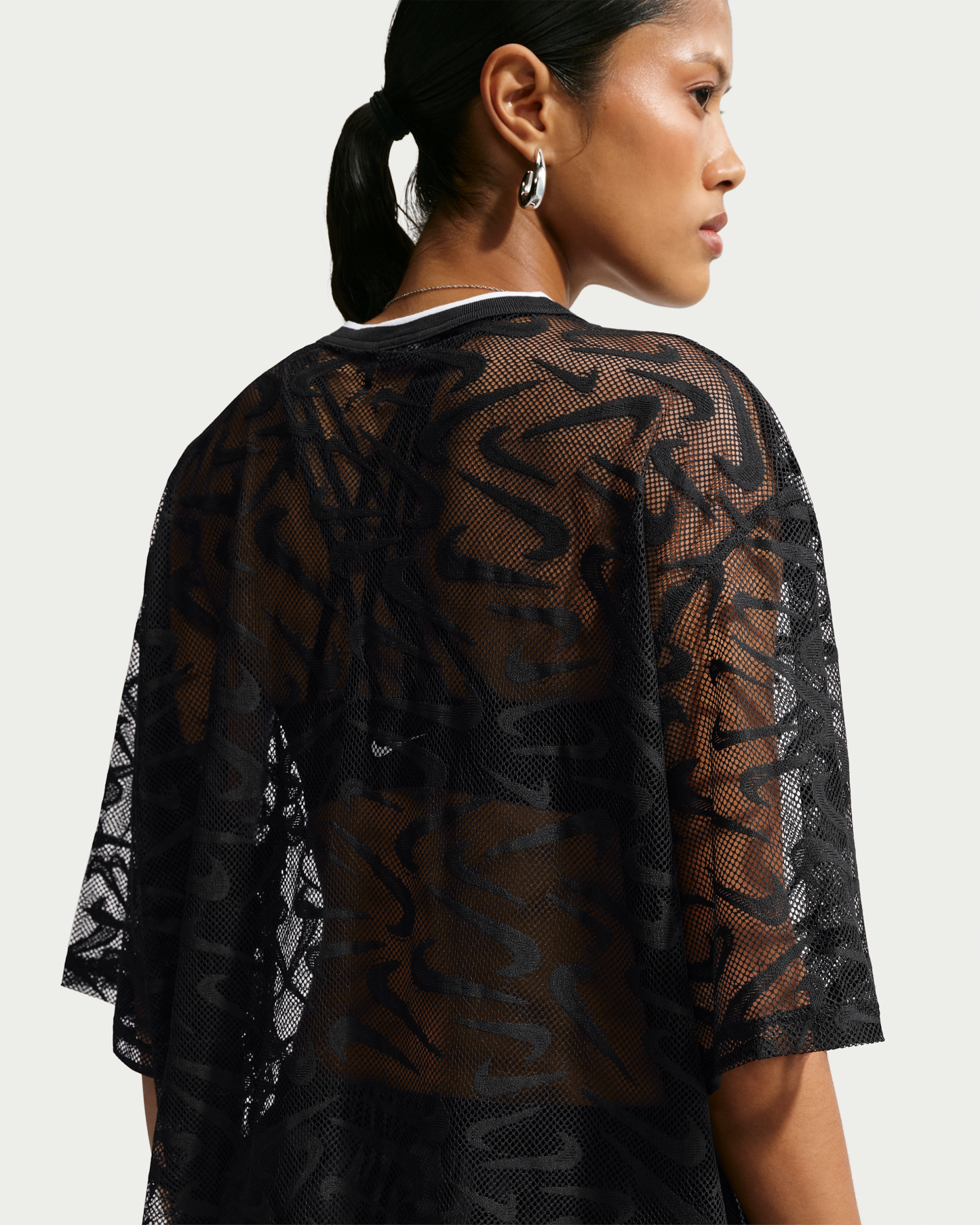 Nike Sportswear Chill Lace Women's Oversized Jersey - Black/White/White - View 2