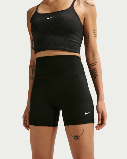 Nike One Women's High-Waisted 12.5cm (approx.) Biker Shorts - Black/White - View 2