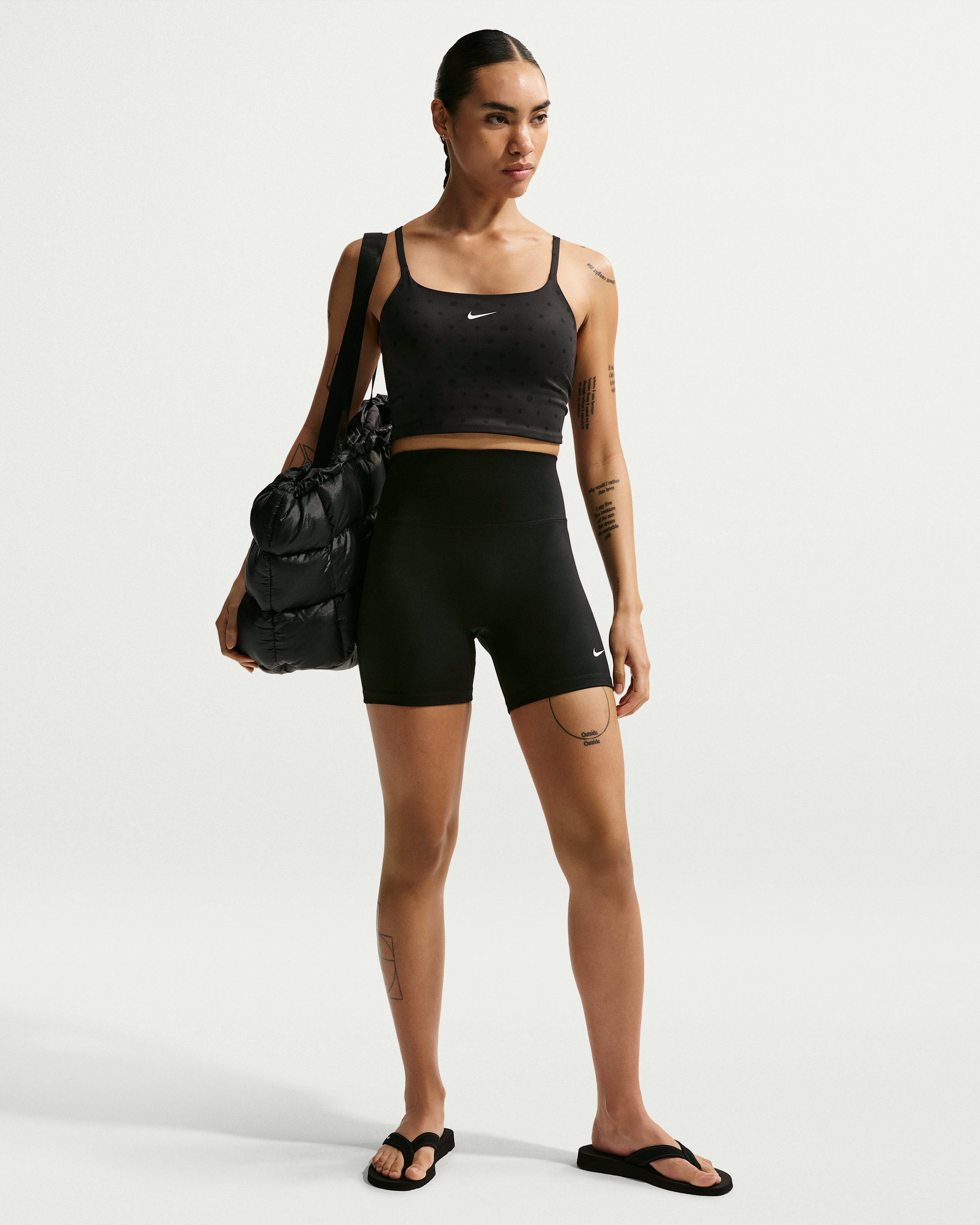 Nike One Women's High-Waisted 12.5cm (approx.) Biker Shorts - Black/White - View 1
