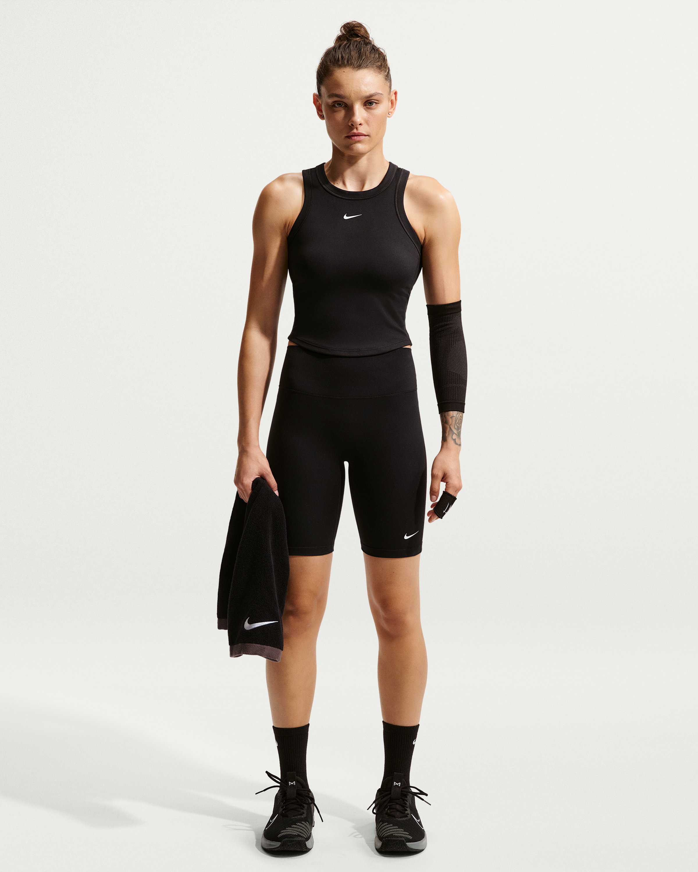 Nike One Women's High-Waisted 20.5cm (approx.) Biker Shorts - Black/White - View 1
