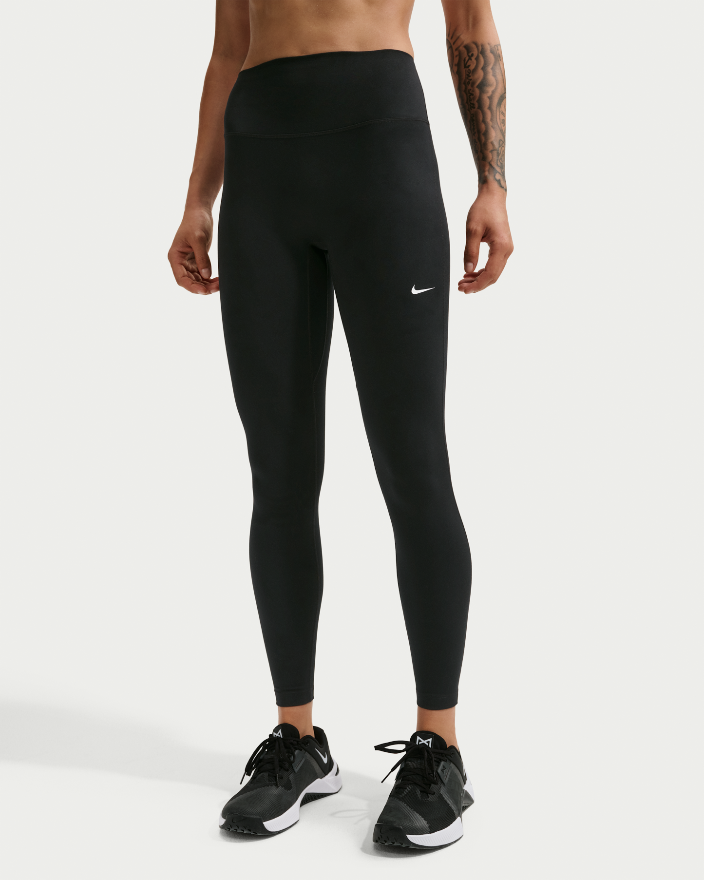 Nike One Seamless Front Women's High-Waisted Full-Length Leggings - Black/White - View 2