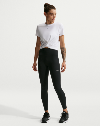 Nike One Seamless Front Women's High-Waisted Full-Length Leggings - Black/White - View 1