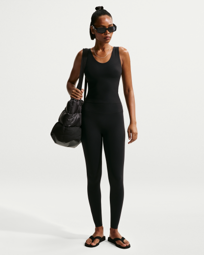 Nike Zenvy Women's High-Waisted Full-Length Leggings with No Front Seam - Black/Cool Grey - View 1
