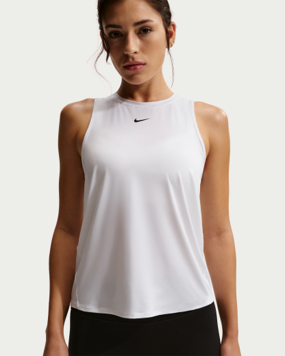 Nike One Classic Women's Dri-FIT Tank Top - White/Black - View 1