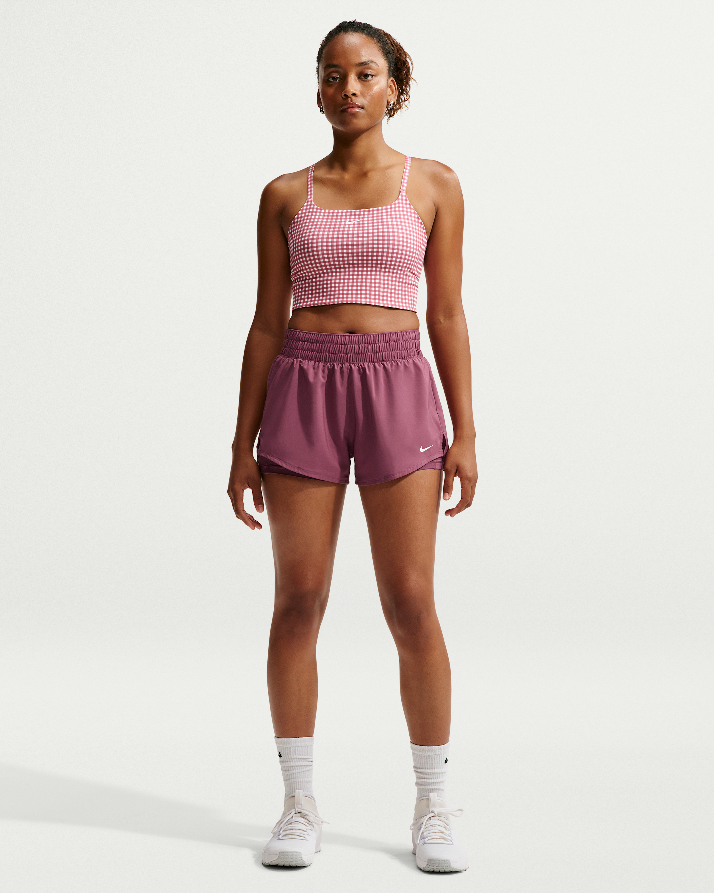 Nike One Women's Dri-FIT Mid-Rise 8cm (approx.) 2-in-1 Shorts - Pink Smoke/White - View 1