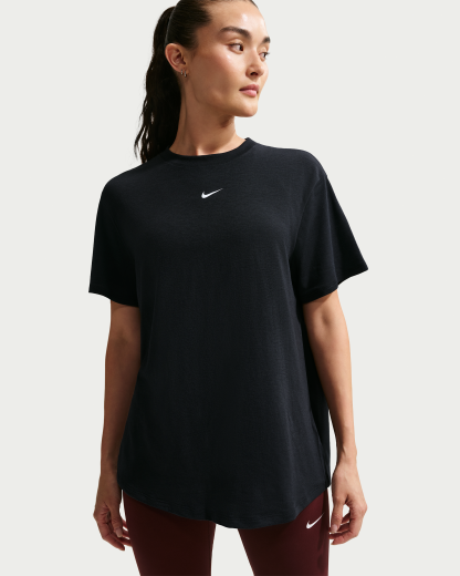Nike One Relaxed Women's Dri-FIT Short-Sleeve Top - Black/White - View 1