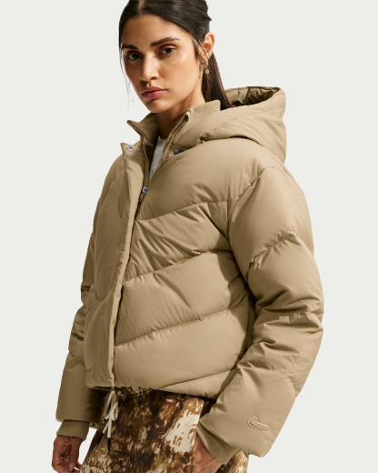 Nike Sportswear Swoosh Series Women's Loose Storm-FIT Hooded Down Jacket - Parachute Beige/Dark Hazel/Parachute Beige - View 1
