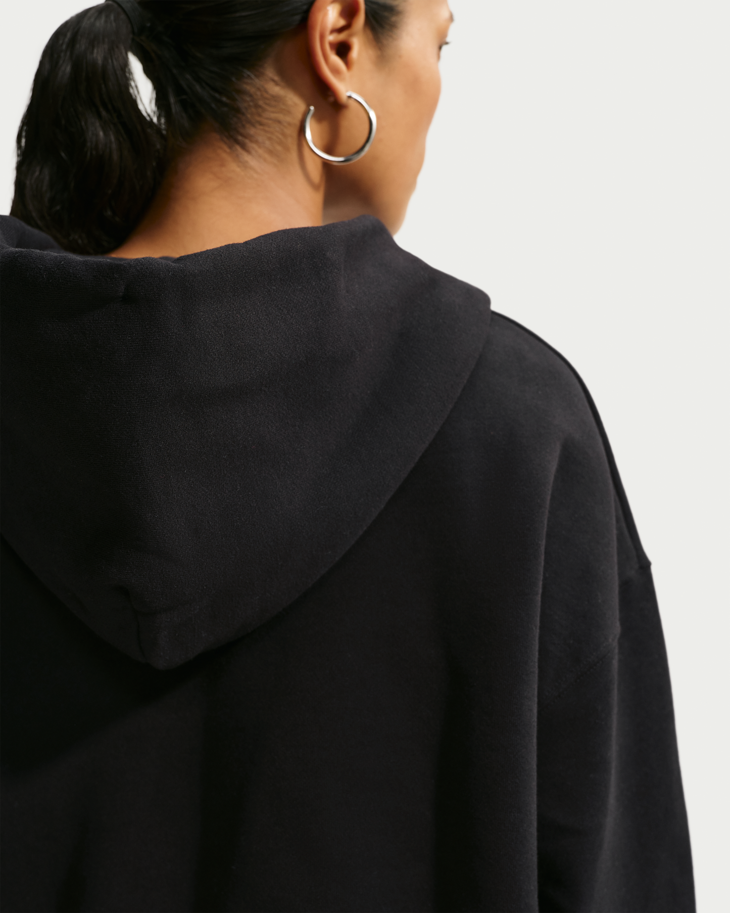 Nike Studio Fleece Medium Weight Women's Oversized Full-Zip Hoodie - Total Black/Sail - View 2