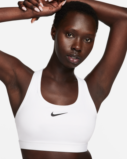 Nike Swoosh Women's Medium-Support Padded Sports Bra - White/Stone Mauve/Black - View 1