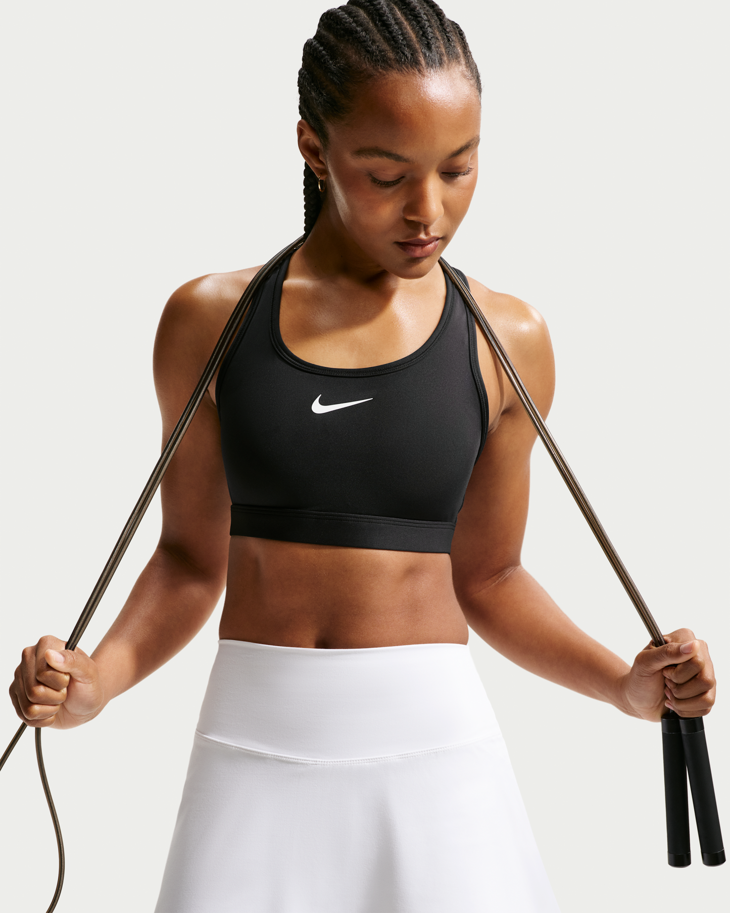 Nike Swoosh Women's Medium-Support Padded Sports Bra - Black/White - View 1