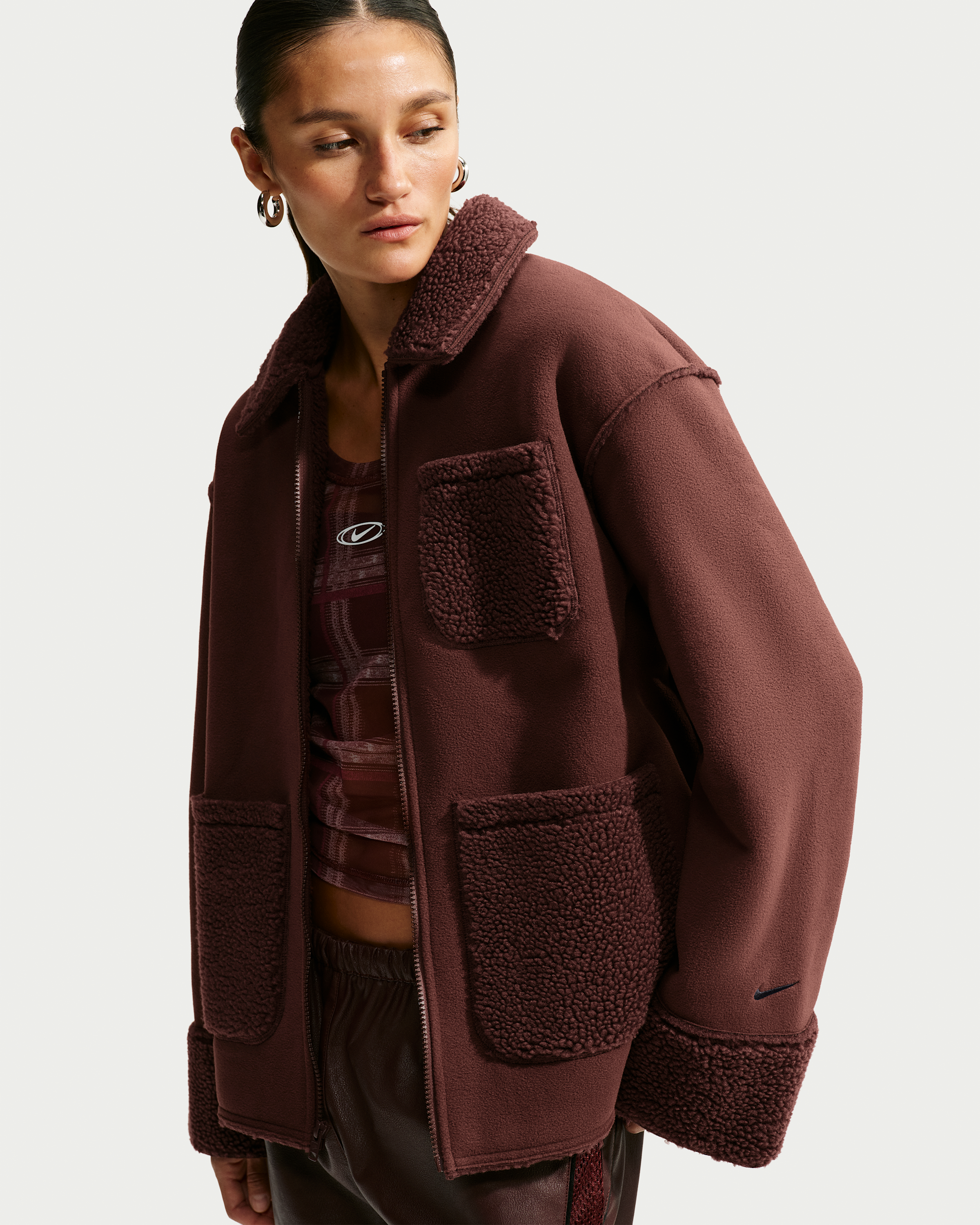 Nike Sportswear Women's Oversized Therma-FIT Chore Jacket - Mystic Dates/Black - View 1