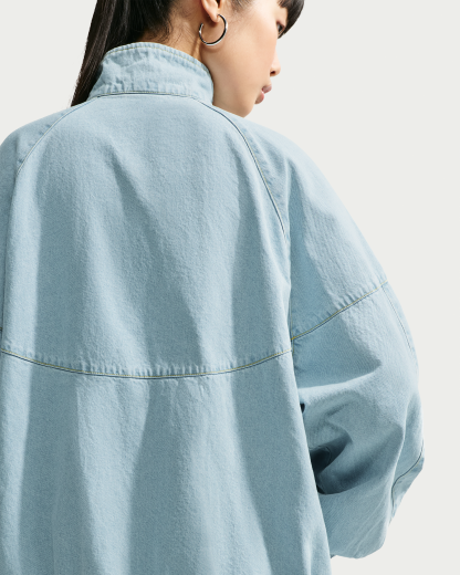 Nike Windrunner Women's Oversized Denim Jacket - Light Armoury Blue/Work Blue - View 2