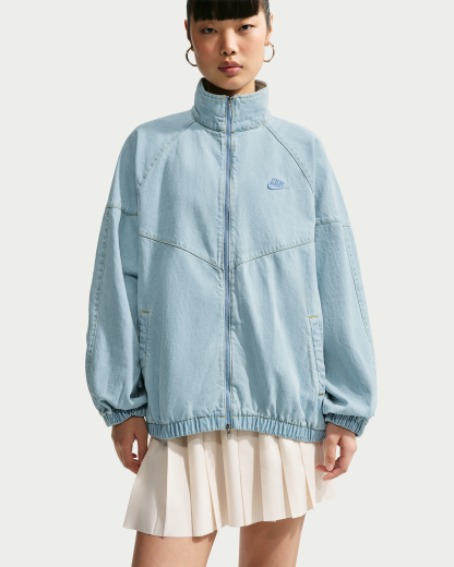 Nike Windrunner Women's Oversized Denim Jacket - Light Armoury Blue/Work Blue - View 1