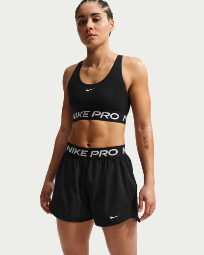 Nike Pro Women's 2-in-1 Shorts - Black/White - View 2