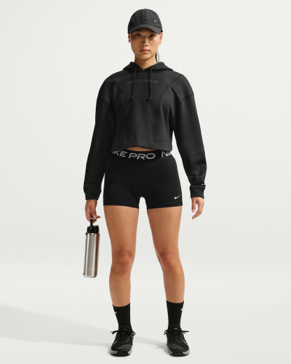 Nike Pro Women's Mid-Rise 7.5cm (approx.) Biker Shorts - Black/White - View 1