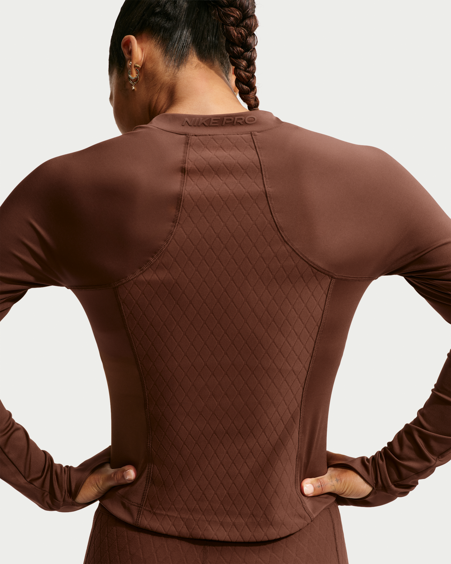 Nike Pro Sculpt Women's Dri-FIT 1/4-Zip Long-Sleeve Top - Cacao Wow/White - View 2