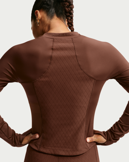 Nike Pro Sculpt Women's Dri-FIT 1/4-Zip Long-Sleeve Top - Cacao Wow/White - View 2