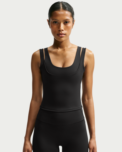 NikeSKIMS Matte Women's Double-Strap Scoop Tank Top - NSKM Obsidian/NSKM Obsidian - View 1
