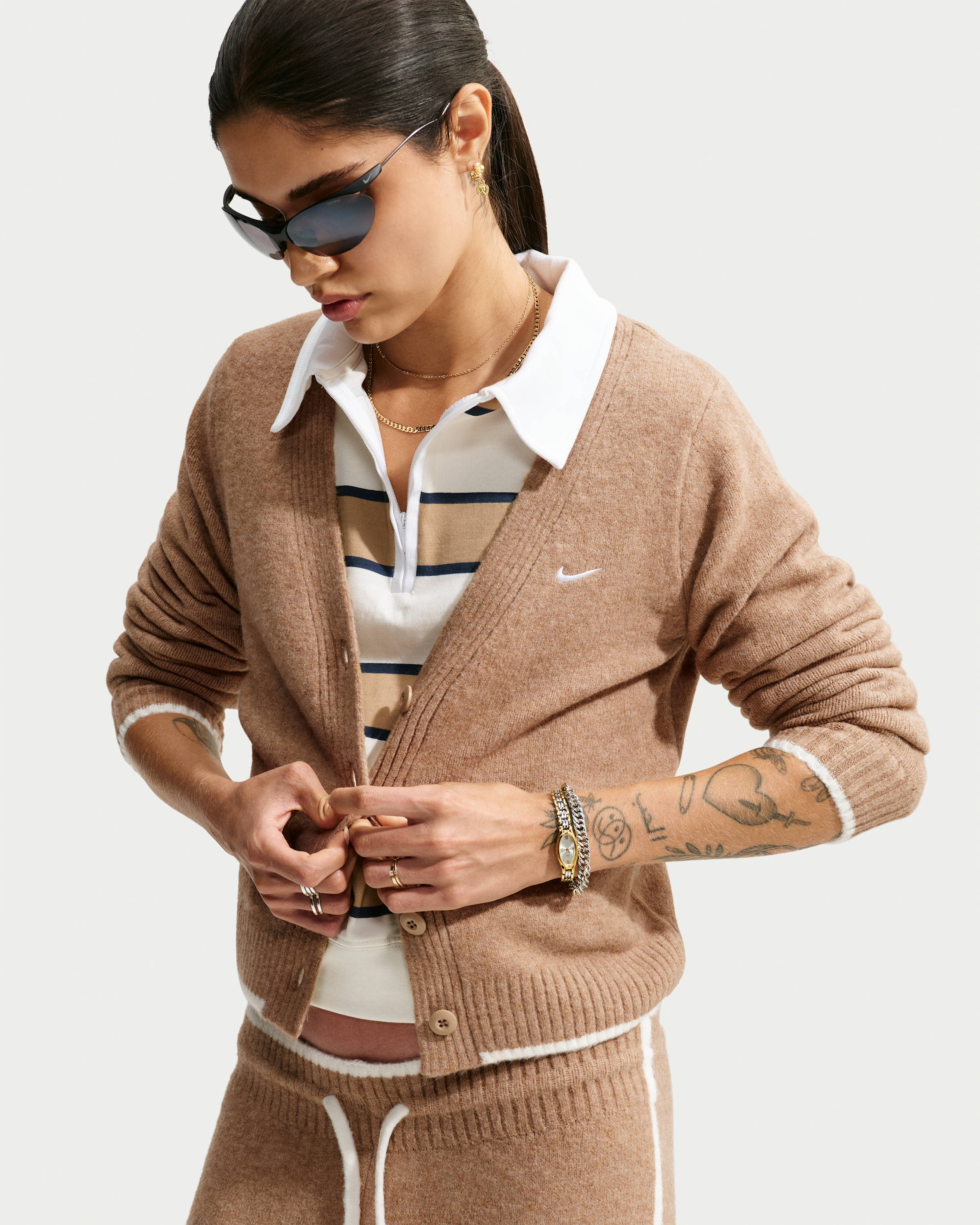 Nike Sportswear Chill Knit Women's Slim Cardigan - Parachute Beige/Heather/White - View 1