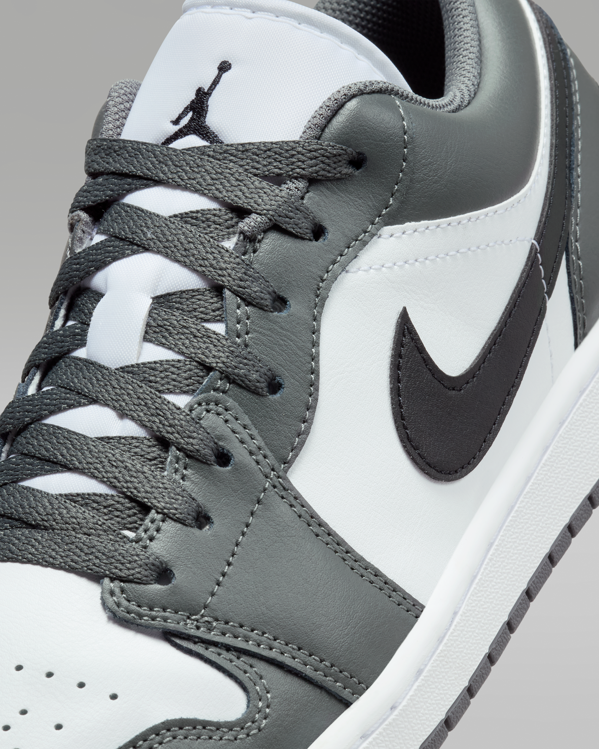 Air Jordan 1 Low Men's Shoes - White/Iron Grey/Black - View 7
