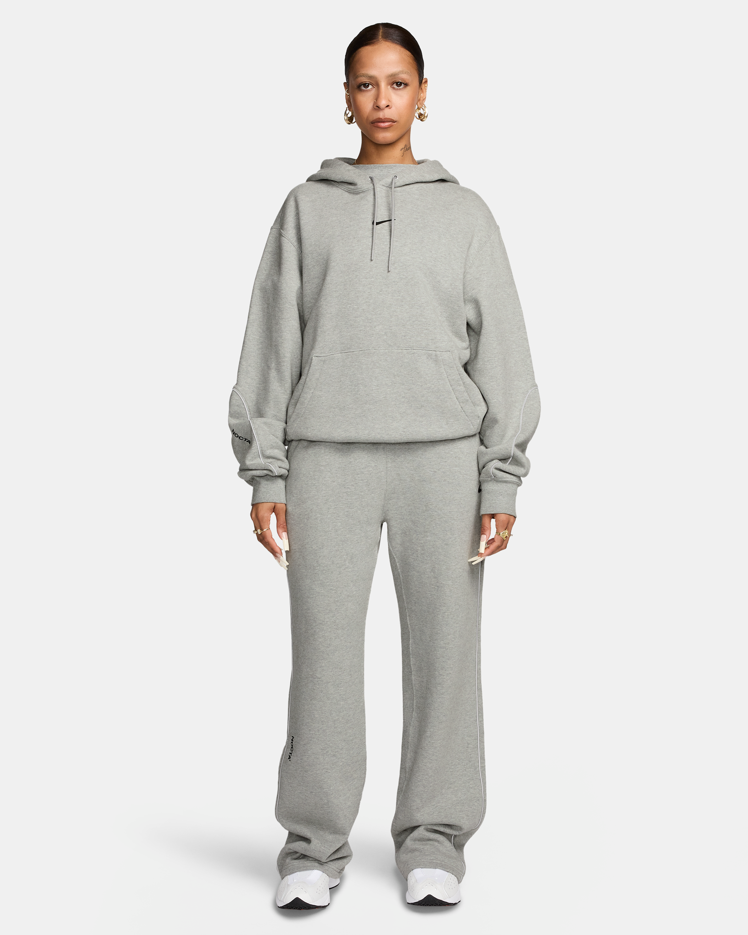 NOCTA NOCTA Fleece CS Open-Hem Tracksuit Bottoms - Dark Grey Heather/Matte Silver/Black - View 9