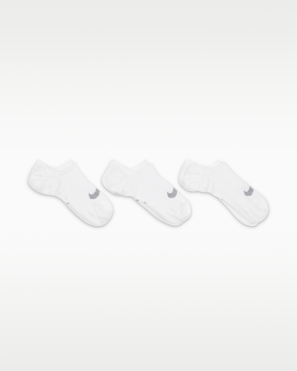 Nike Everyday Plus Lightweight Women's Training Footie Socks (3 Pairs) - White/Wolf Grey - View 3