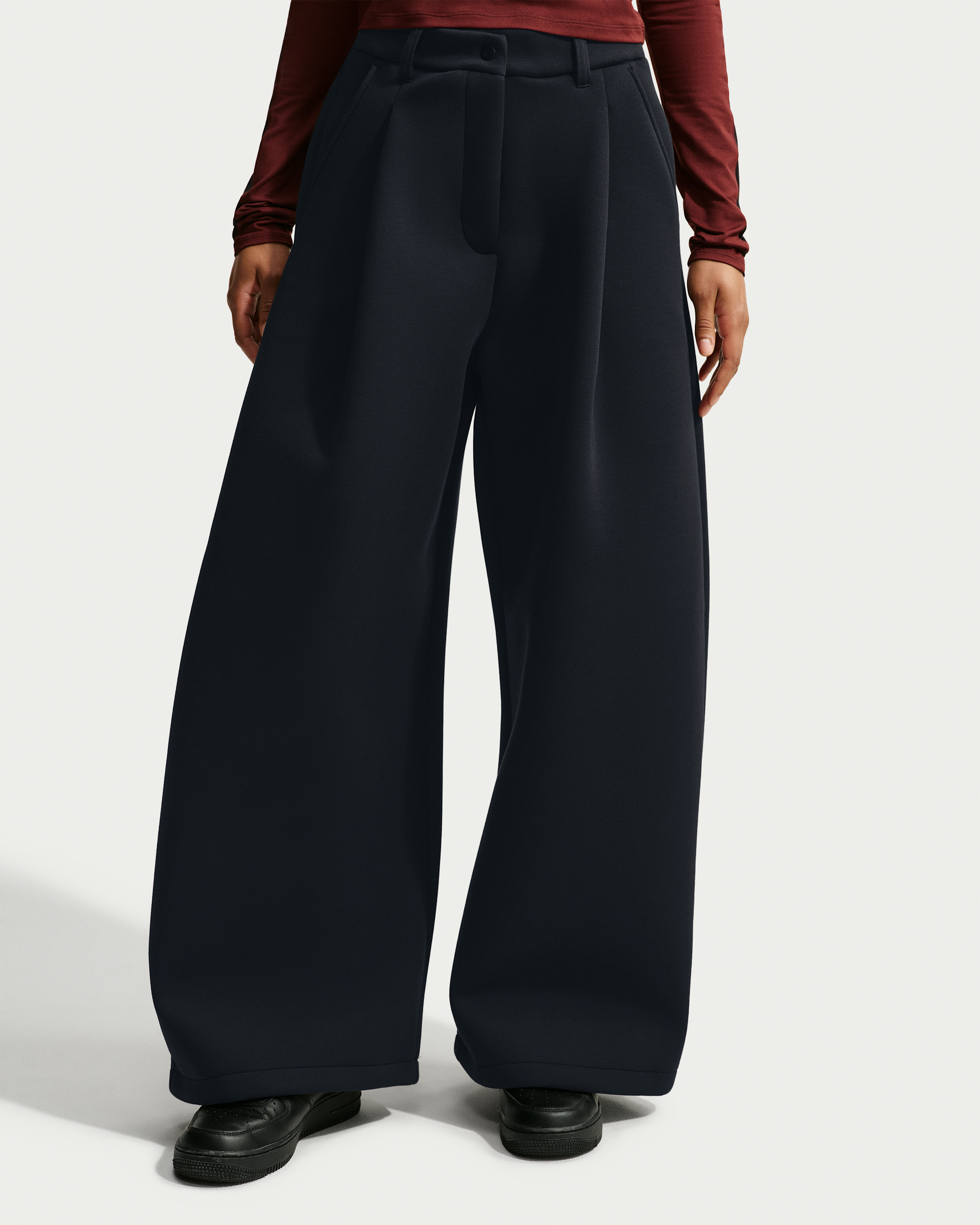 Nike Article Fleece Women's Oversized Mid-Rise Wide-Leg Trousers - Black/Ice Silver/Black - View 2