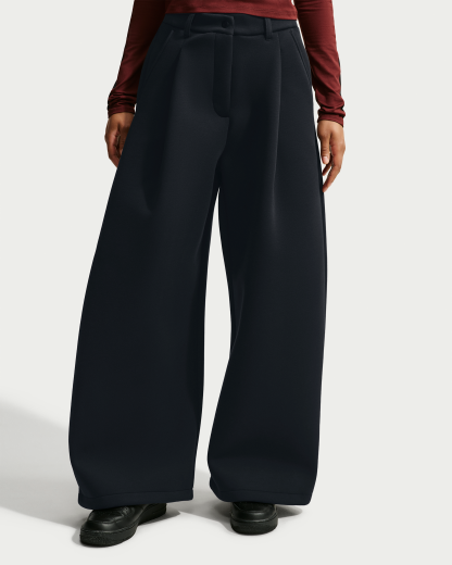Nike Article Fleece Women's Oversized Mid-Rise Wide-Leg Trousers - Black/Ice Silver/Black - View 2