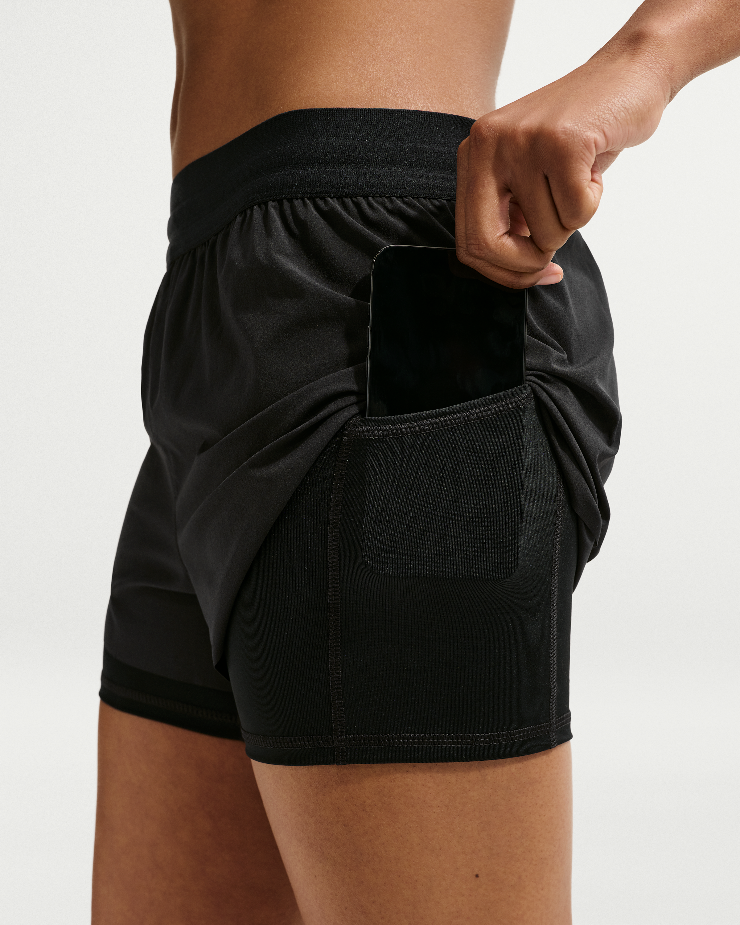 Nike Swift Women's Dri-FIT Mid-Rise 2-in-1 Running Shorts - Black - View 6