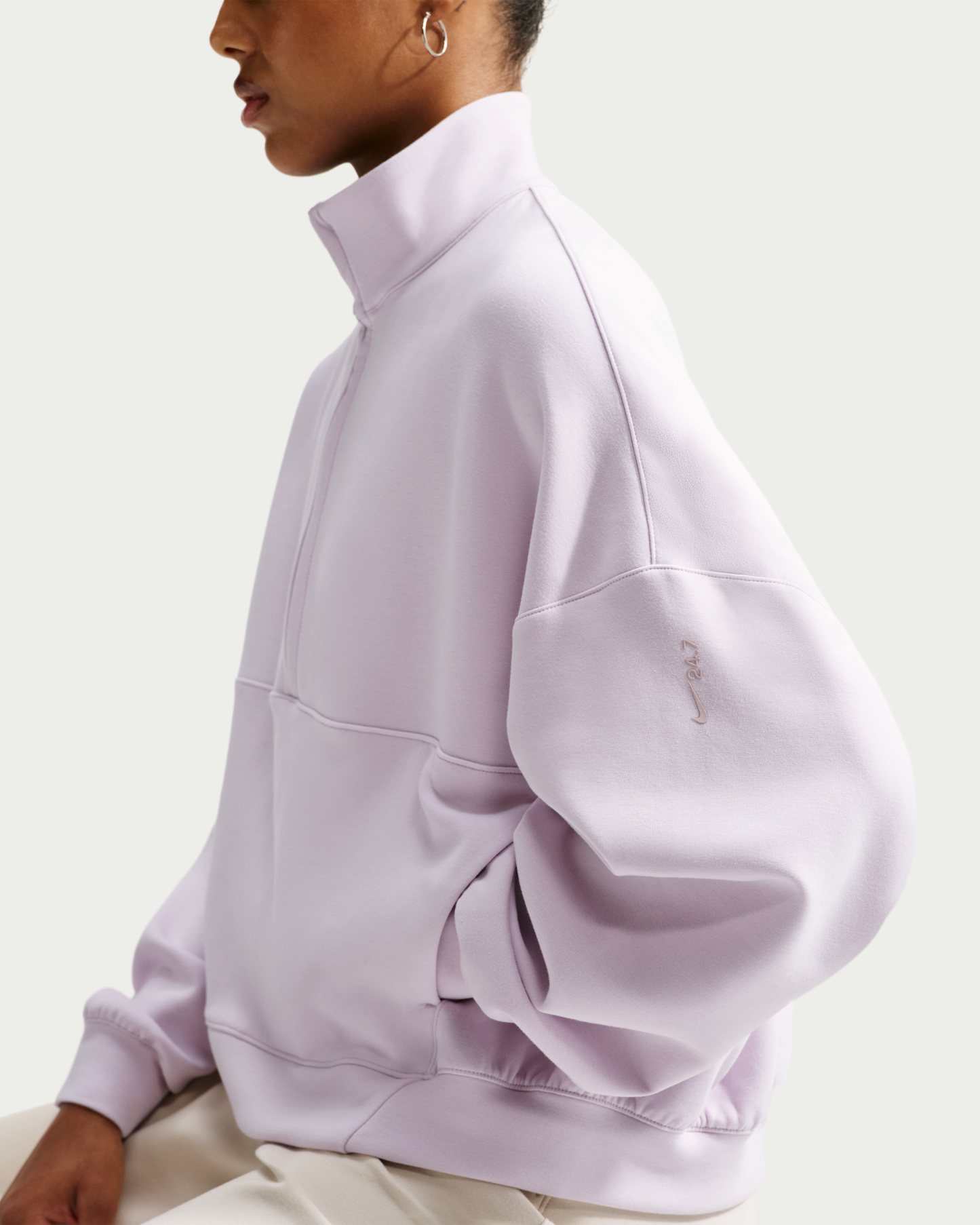 Nike 24.7 ImpossiblySoft Women's Dri-FIT Oversized 1/2-Zip Top - Bleached Lilac/Platinum Violet - View 3