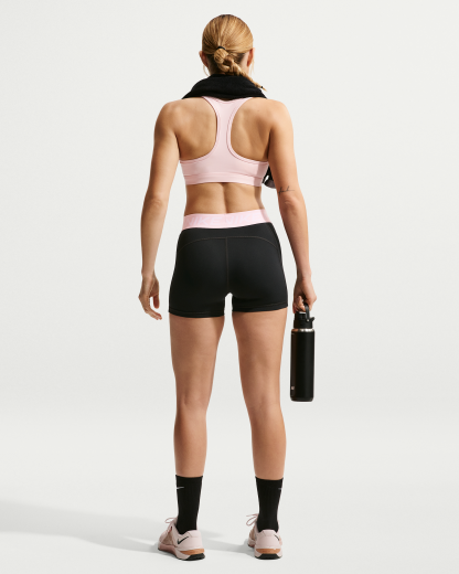 Nike Pro Women's Mid-Rise 7.5cm (approx.) Biker Shorts - Black/Pink Foam/White - View 5