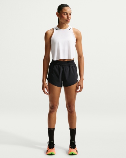Nike AeroSwift Women's Dri-FIT ADV Mid-Rise 7.5cm (approx.) Brief-Lined Running Shorts - Black/White - View 1